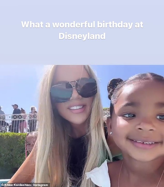 Uh oh: The facade collapsed after Khloe revealed it was her daughter's first time at Disneyland on Tuesday