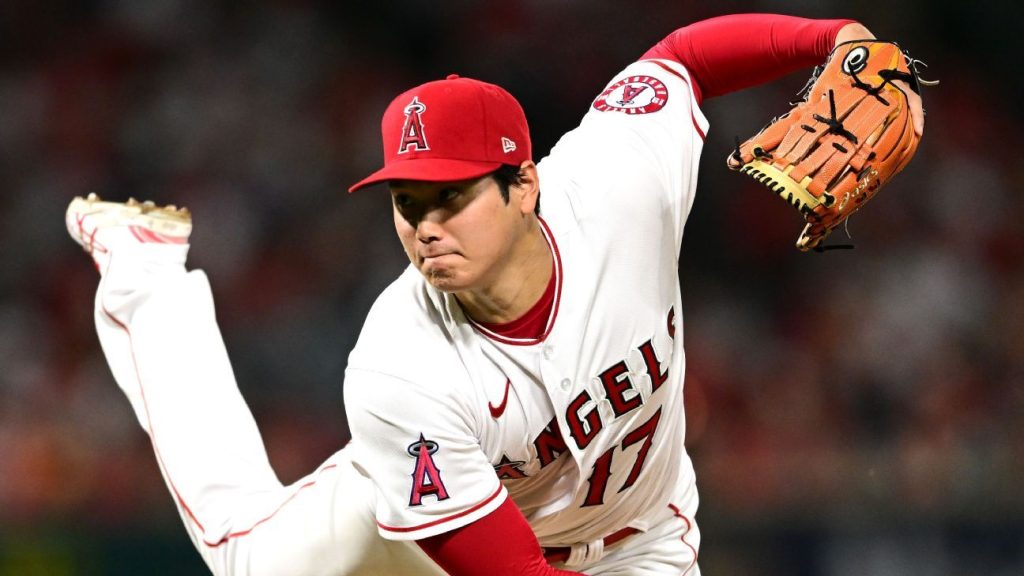 Shohei Ohtani of the Los Angeles Angels takes a nine hit, without hitting a board in a loss for the Astros