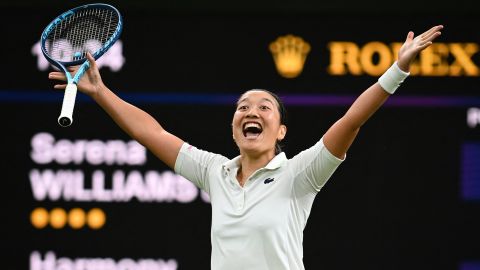 Tan used a variety of shots in her three-set win over Serena Williams. 