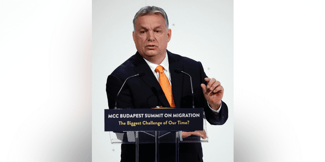 Hungarian Prime Minister Viktor Orban delivers his speech during a summit on immigration in Budapest, Hungary, March 23, 2019.