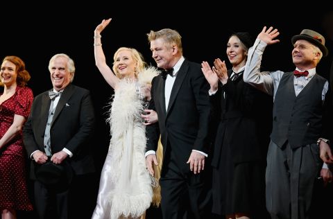 Heche takes a bow with other actors during the curtain call for 