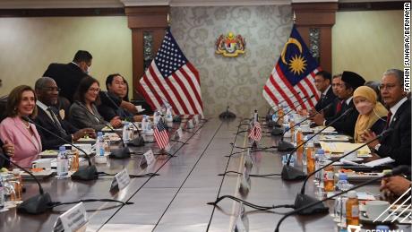 US House of Representatives Speaker Nancy Pelosi in Kuala Lumpur, Malaysia, during a meeting with Malaysian politicians on August 2.