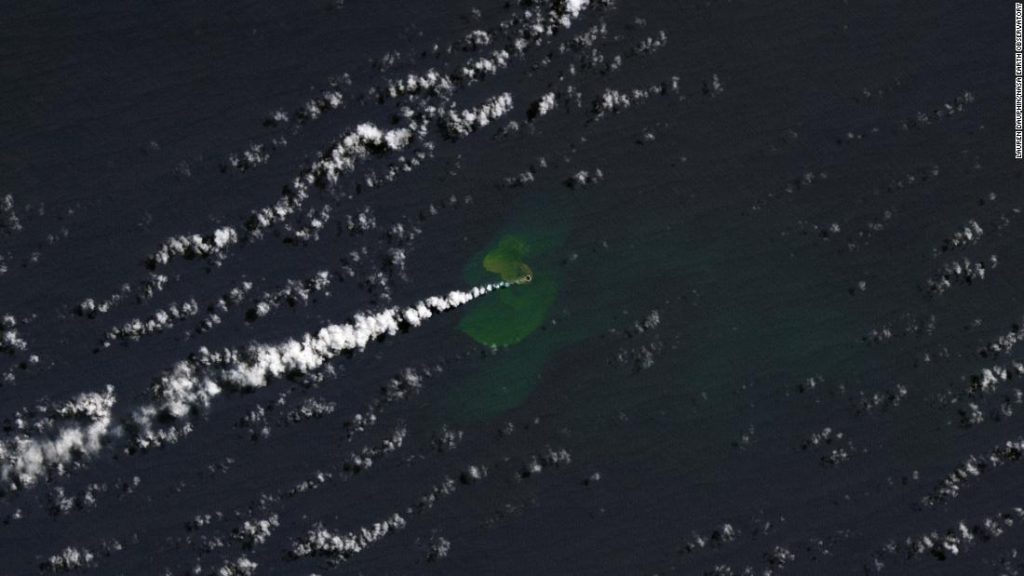Baby Island appears in the Pacific Ocean after the eruption of an underwater volcano