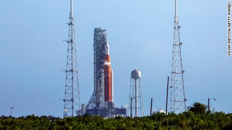 NASA's Artemis I rocket is on the launch pad at the Kennedy Space Center on Sept. 3 in Cape Canaveral, Florida. 