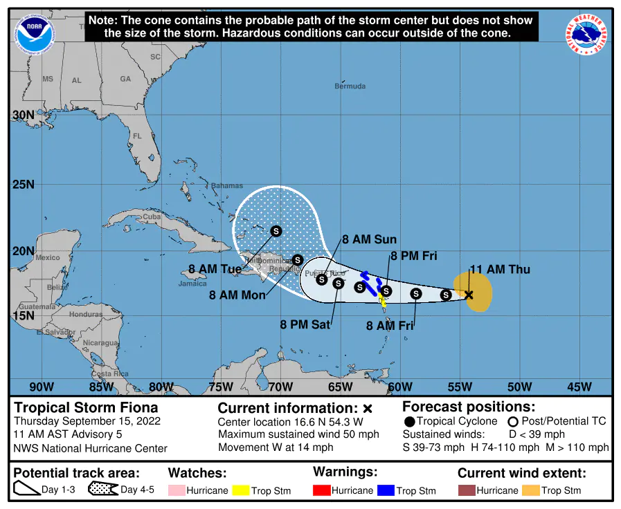 Tropical Storm Fiona is forming, soon to hit the Lesser Antilles, Puerto Rico