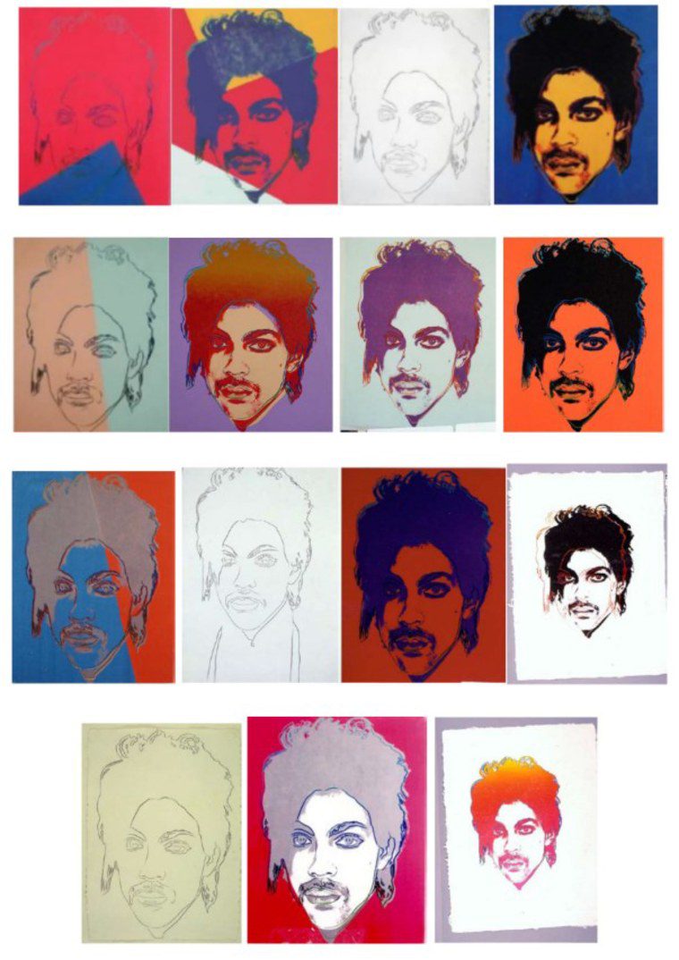 Pictures from the Andy Warhol series about the musician Prince.