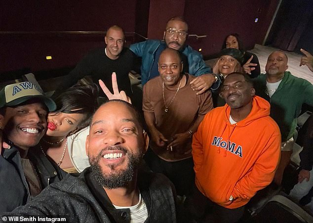 Famous Friends: Will Smith, 54, continued his acting comeback Monday when he shared a star-studded photo of the Emancipation Show featuring Rihanna, A$AP Rocky, Dave Chappelle, Tyler Perry, and more.