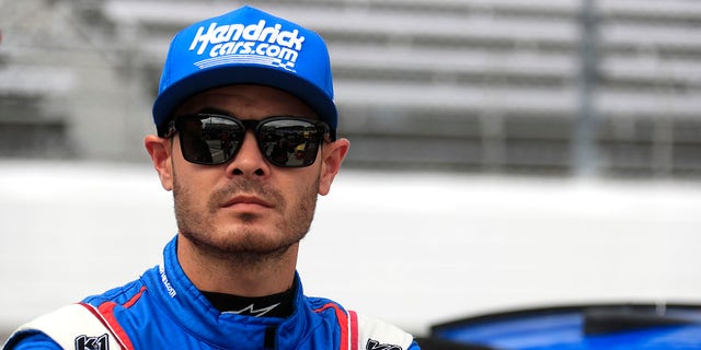 Kyle Larson looks on during qualifying for the NASCAR Playoff Xfinity 500 Cup Series on October 29, 2022 at Martinsville Speedway in Martinsville, Virginia.