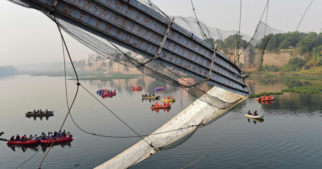 A pedestrian bridge collapsed in India, killing at least 132 people