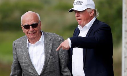 Donald Trump and Rupert Murdoch at the Trump International Golf Links in Aberdeen, Scotland, in 2016.