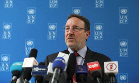 Achim Steiner, head of global development at the United Nations speaks at a press conference.