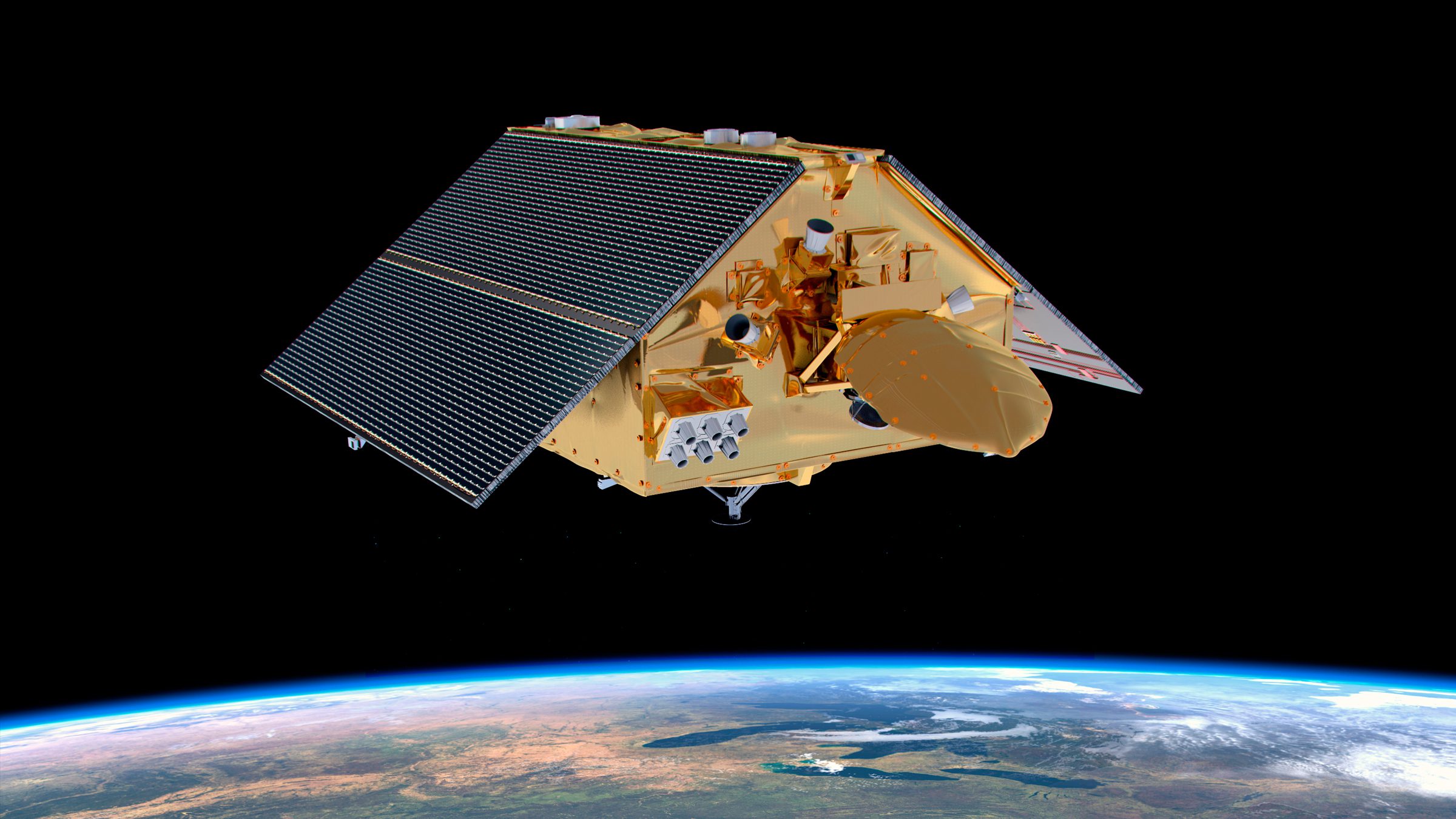 In this illustration, the Sentinel-6 Michael Freilich satellite measures the height of the ocean from space.
