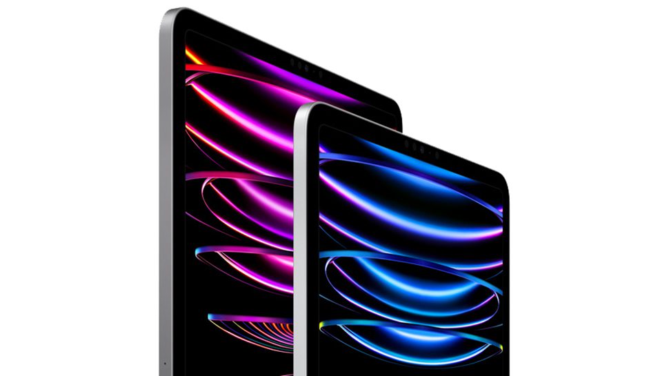 Two new 2022 iPad Pros, one in front of the other.