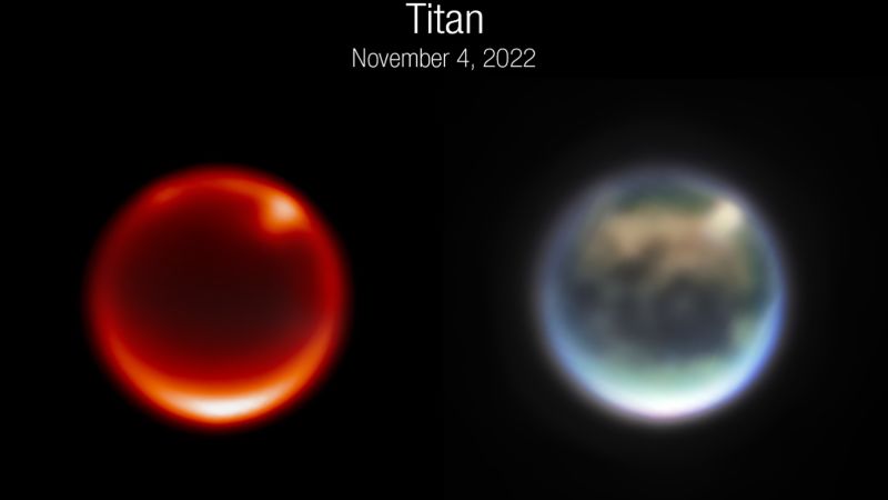 The Webb telescope spies clouds under the haze of Saturn's moon Titan